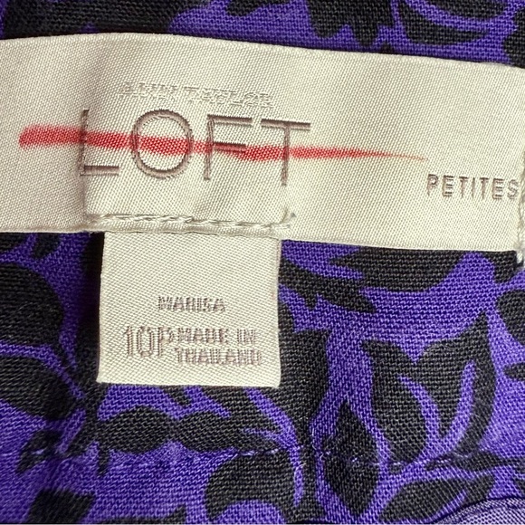 Beautiful Loft Vibrant Purple Marisa Pants Black Floral Rose Print EUC 10P - Picture 4 of 9